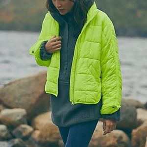 NWT! Free People FP Movement Pippa Packable Puffer Jacket Highlighter Neon Large